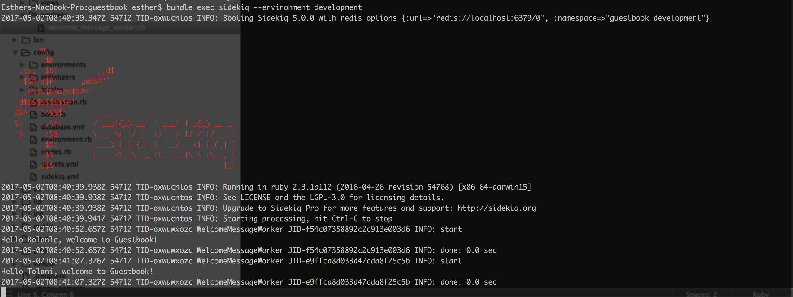 Sidekiq response screenshot